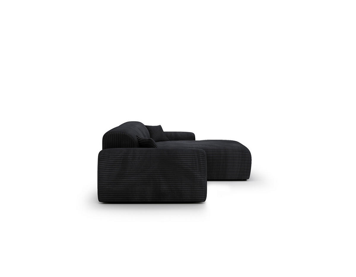 ECKSOFA mit Longchair - Cord - Schwarz, Kunststoff/Textil (284/178cm) - home24