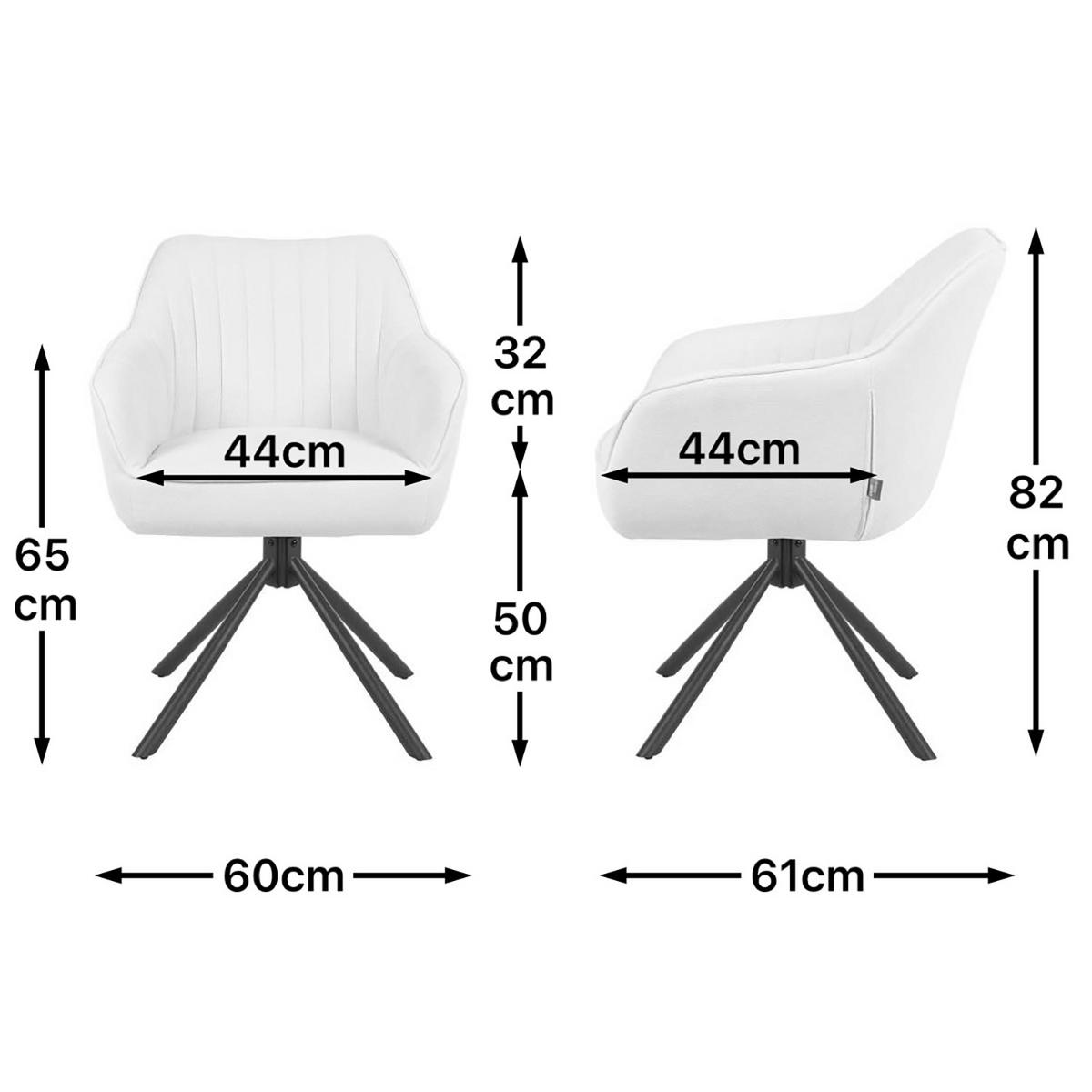 ARMLEHNSTUHL Mika-Maya 2er-Set - Creme/Schwarz, Textil/Metall (60/82/61cm) - DUBI Möbel