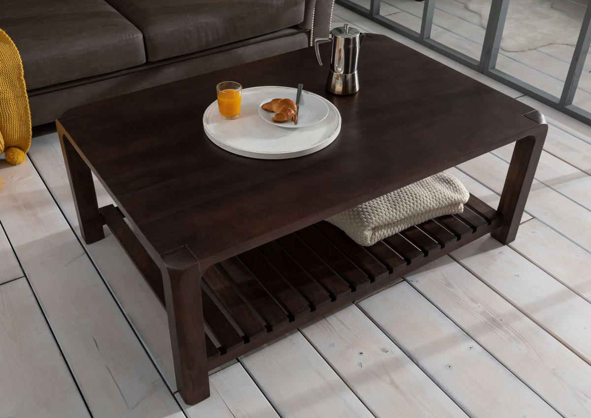 COUCHTISCH Akazie 120x80x45 tabak lackiert BUENO #4001 - Dunkelbraun, Holz (120/80/45cm) - Massivmoebel24