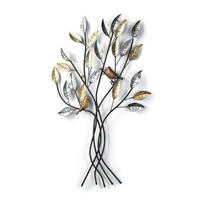 WANDDEKO Baum mit Vögeln 76x50 cm, Metall silber-gold - Silberfarben, Metall (50/76/5cm) - DESIGN DELIGHTS