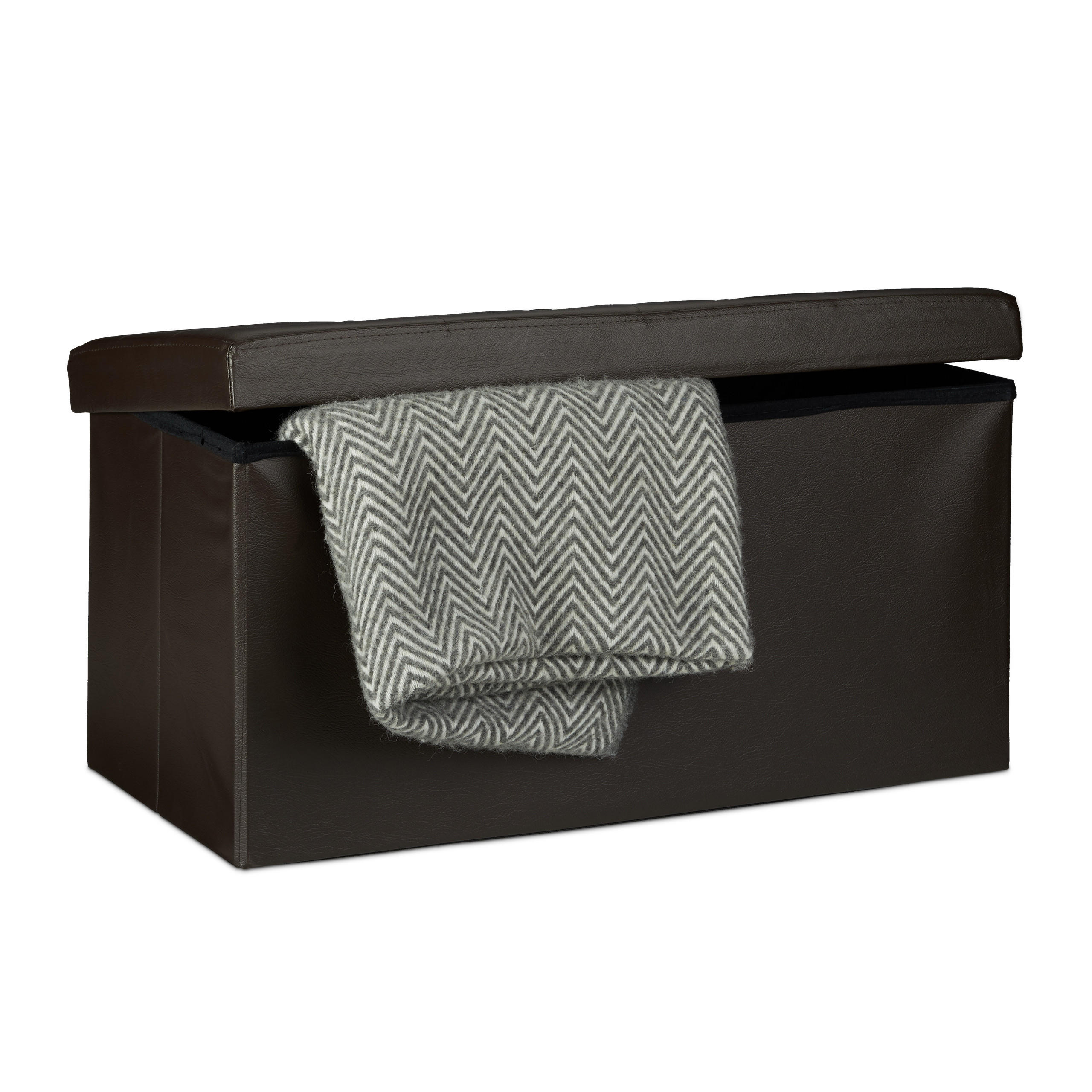 SITZBANK Stauraum - Braun, Holzwerkstoff/Kunststoff (38/38/76cm) - Relaxdays