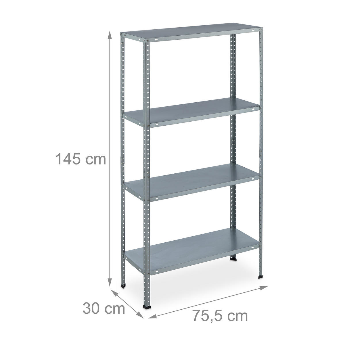 METALLREGAL - Silberfarben, Holzwerkstoff/Kunststoff (75.5/145/30cm) - Relaxdays