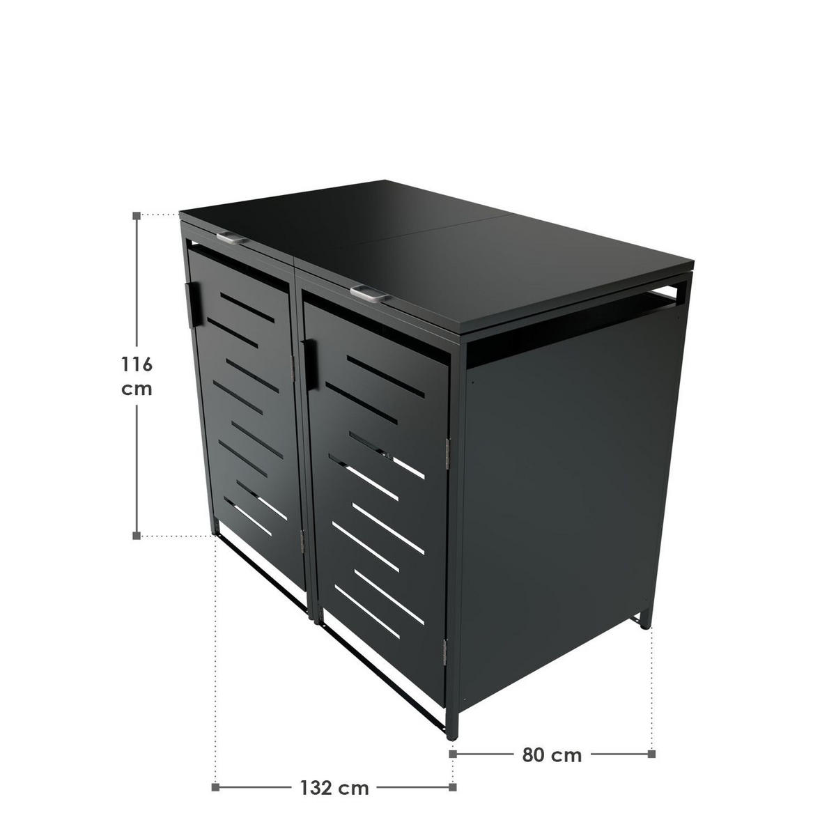 MÜLLTONNENBOX Arel 2er-Set - Anthrazit, Metall (136/120/80cm) - Juskys