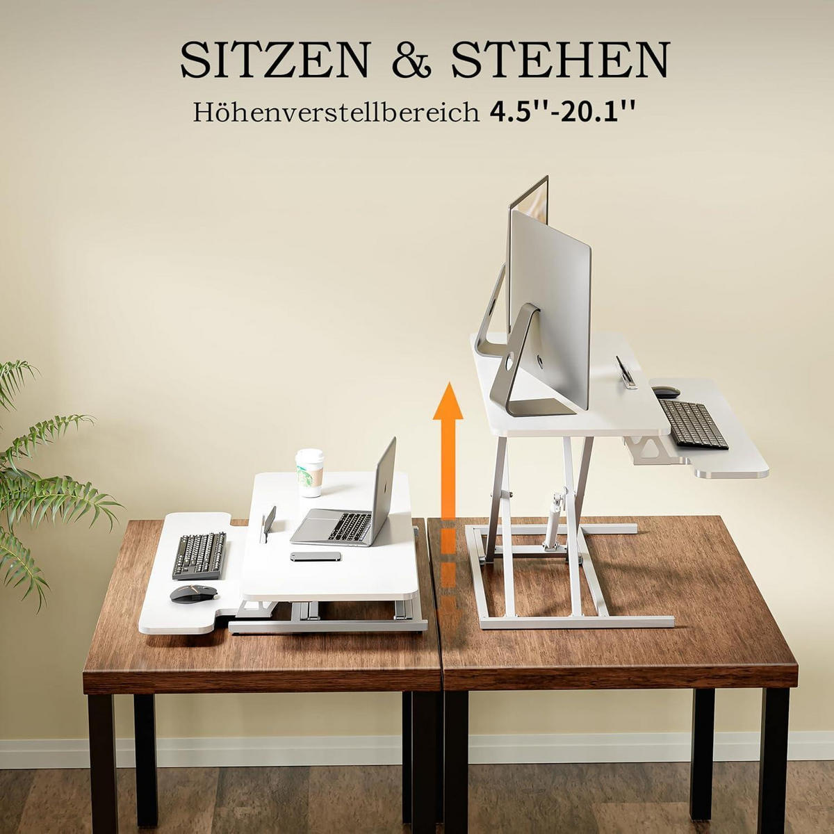 SCHREIBTISCHAUFSATZ höhenverstellbar 101 x 40 cm Weiß - Weiß, Kunststoff (40/101/50cm)