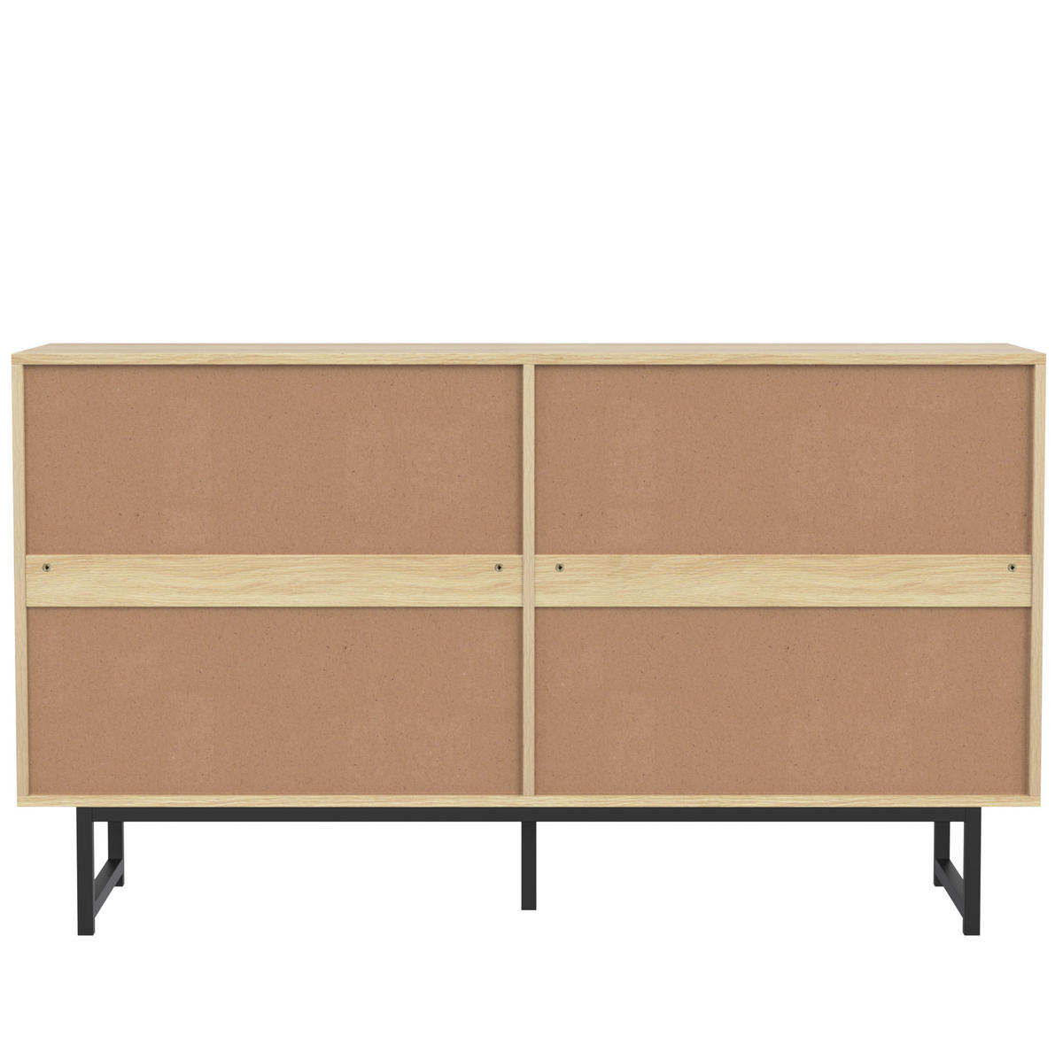 SIDEBOARD aus Spanplatte 140x39,5x80 cm Holzfarben mit Rattangeflecht und 4 Türen - Naturfarben, Holzwerkstoff (140/80/39.5cm) - IVMEU