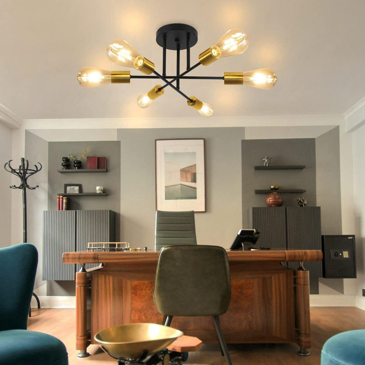 DECKENLEUCHTE Fyriso 51/51/22 cm - Schwarz, Metall (51/51/22cm) - ZMH