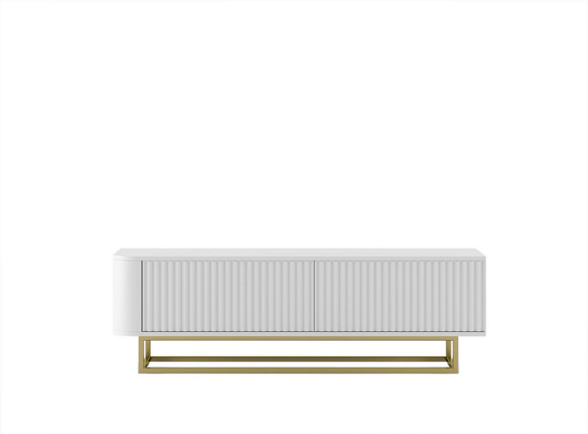 TV STOLÍK Aurora biely matný 140 cm s kovovým rámom - čierna/biela, kov/kompozitné drevo (140/44/35cm) - Meble Lindner