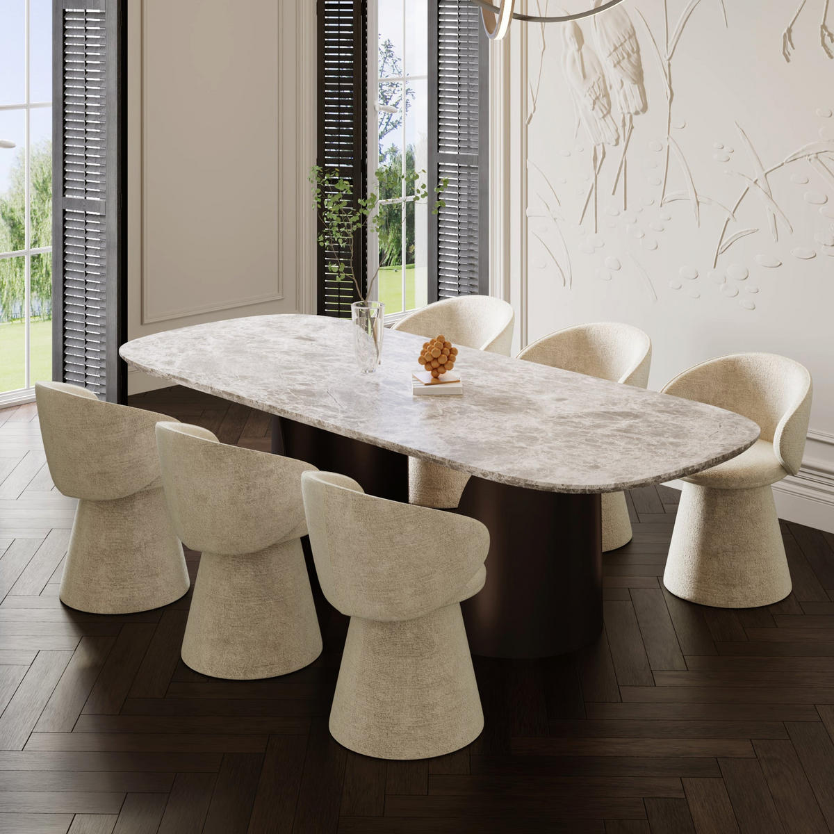 STUHL Texturierter Samt Creme 54cm - Creme, Textil (54/77.5/53.5cm) - Sia Home