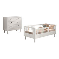 JUNIORBETT SET 70x140 Keeley Buche Weiß Holz Kommode Komfort Stabil - Weiß, Holz (74/60/144cm) - 58aufmkessel