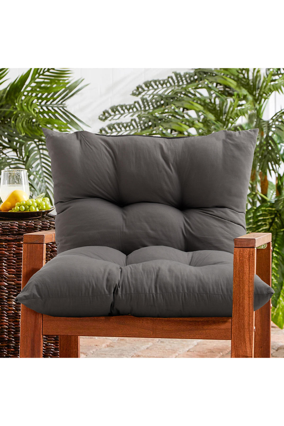 BANKKISSEN aus Polyester Dunkelgraues rechteckiges gestepptes Vielseitig einsetzbar 120 cm B x 80 cm - Dunkelgrau, Textil (80/120cm) - Livingandhome