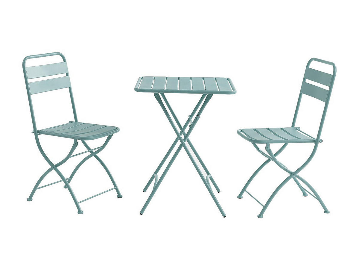 GARTENESSGRUPPE im Set - 2 -Sitzer - Stahl - mandelgrün - MIRMANDE - Grün, Metall - Vente-Unique