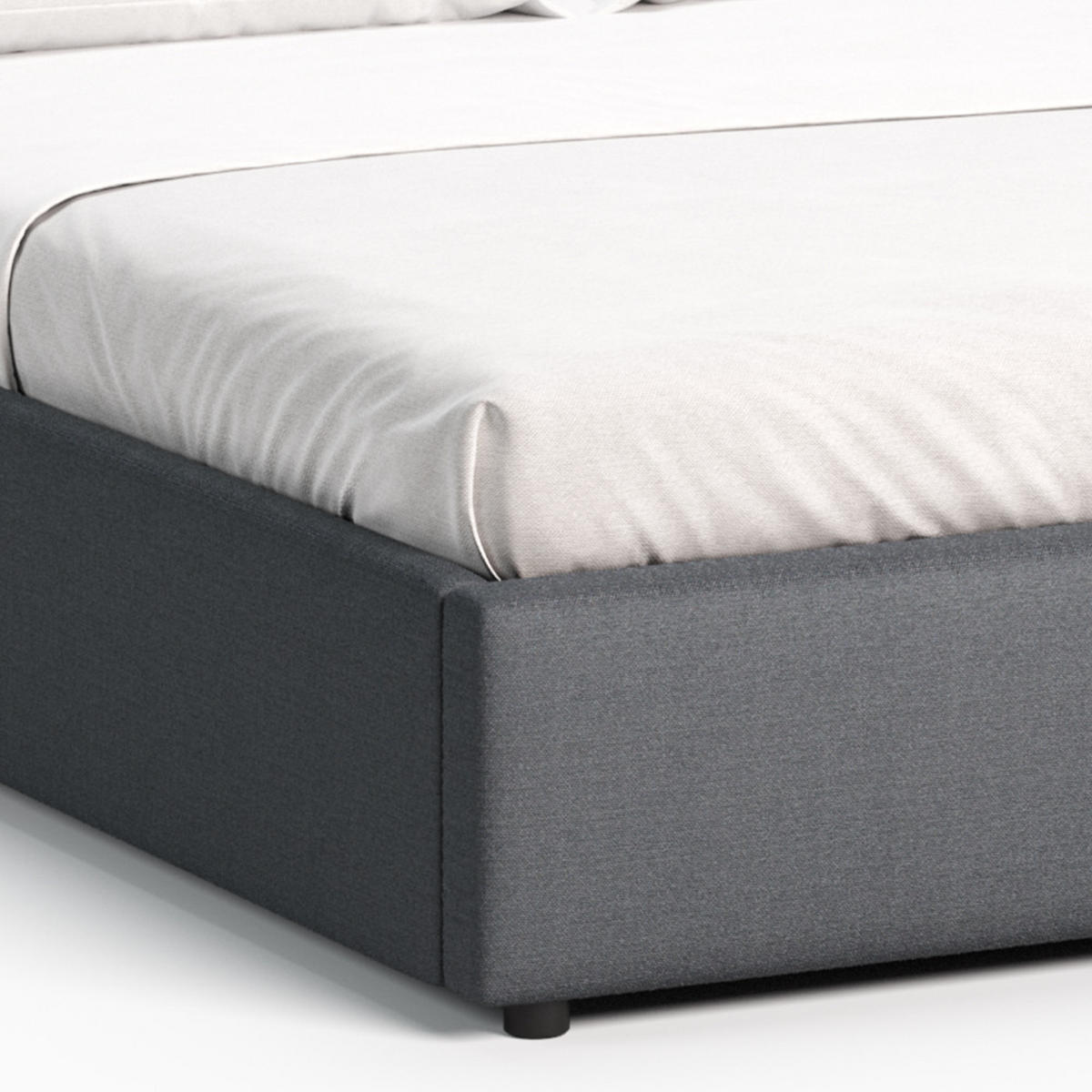 POLSTERBETT 160×200 mit Bettkasten und Lattenrost Mika 028-45 Graphit Dunkelgrau Geflochten inkl. KOMFORTSCHAUMMATRATZE Nova 7-Zonen H3 mittelfest 160 - Grau, Holz/Metall (160/200cm) - Jana