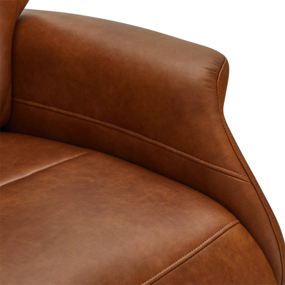 RELAXSESSEL Echtleder Cognac Braun - Schwarz/Braun, Leder/Metall (90/114/79cm) - Furnhouse