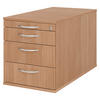 ROLLCONTAINER - mit 3 Schubladen 80/42,8/51,2 cm in Nussbaumfarben Bogengriff (Metall) - Nussbaumfarben, Holzwerkstoff (42.8/51.2/80cm) - bümö