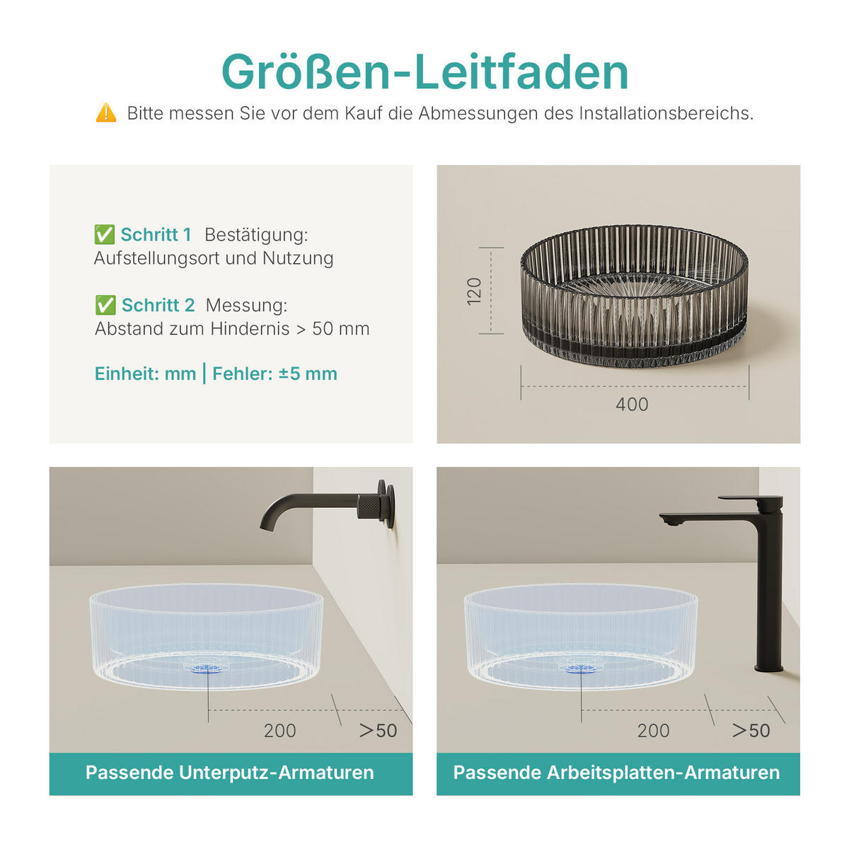 WASCHBECKEN Klarglasspüle Schwarz Ø40 / 12 cm - Schwarz, Glas (40/12/40cm) - EMKE