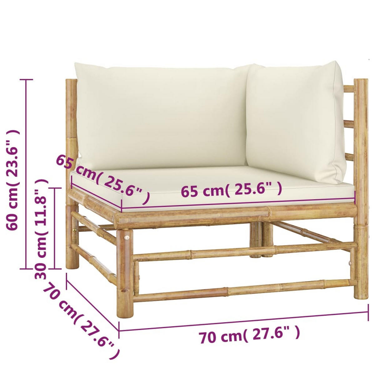 GARTENSET Requa 4-teilig - Weiß, Naturmaterialien - Nettlife