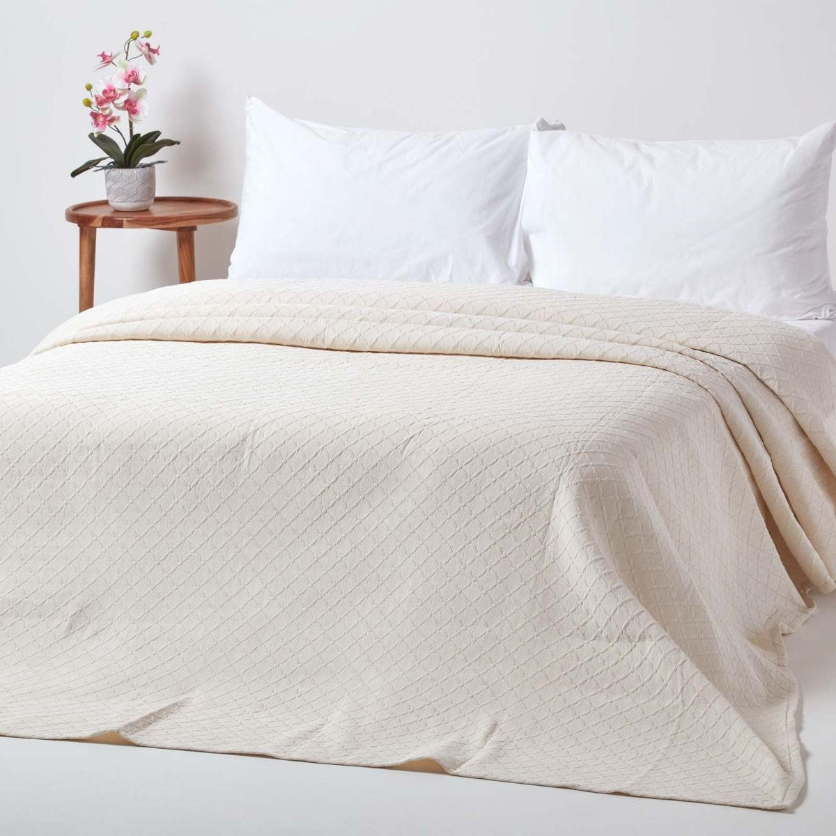 TAGESDECKE Matelassé 230/260 cm, Rautenmuster - Creme, Textil (230/260cm) - Homescapes