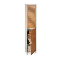 BADEZIMMERSCHRANK - Naturfarben/Weiß, Holz/Holzwerkstoff (40/190/30cm) - Relaxdays