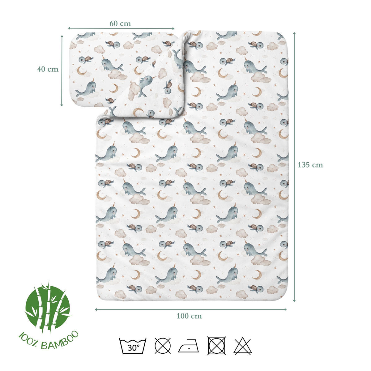 BAMBUSOVA posteljnina za dojenčke Kiti - bela, tekstil (100/135cm) - waldin