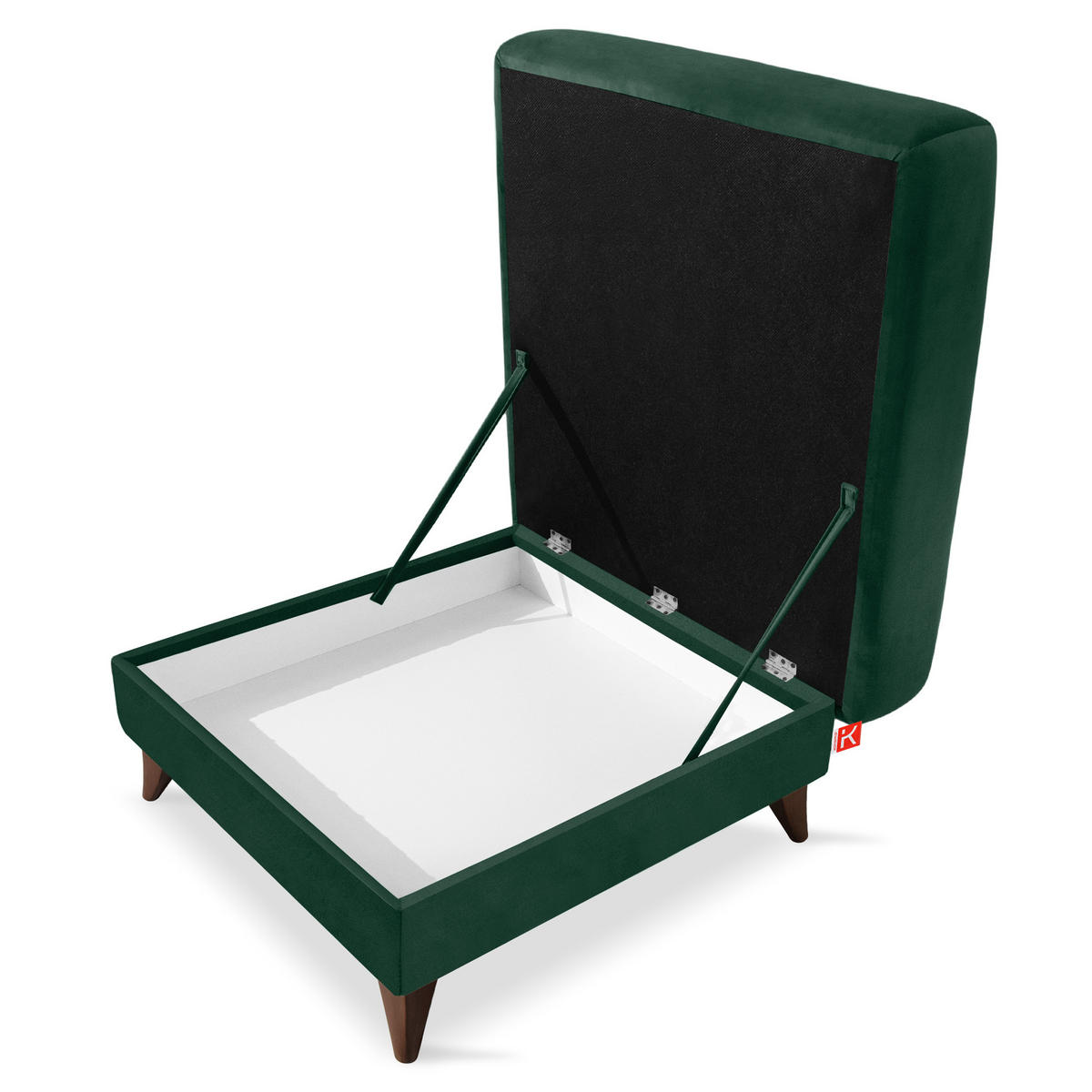 HOCKER GUSTAVO Velours, Dunkelgrün - Dunkelgrün, Holz/Holzwerkstoff (92/49/92cm) - KONSIMO®