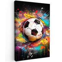 LEINWANDBILD Fußball - Farbe - Farben - Schwarz - Weiß 20x30 cm - Weiß, Textil (20/30cm) - MuchoWow