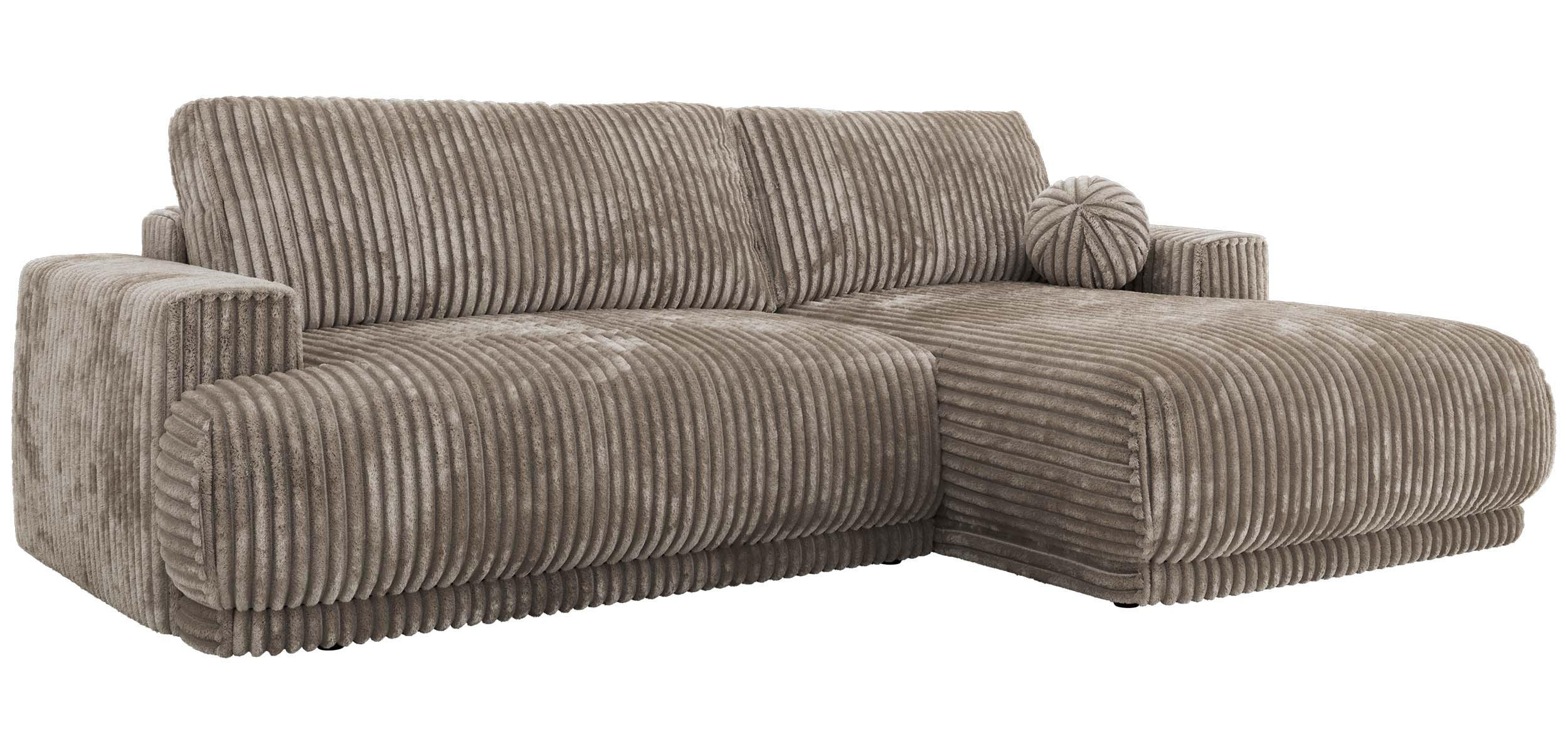 ECKSCHLAFSOFA RINA L Hellbraun Cord - rechts - Hellbraun/Schwarz, Kunststoff/Textil (170/267cm) - MKS