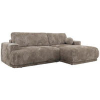ECKSCHLAFSOFA RINA L Hellbraun Cord - rechts - Hellbraun/Schwarz, Kunststoff/Textil (170/267cm) - MKS