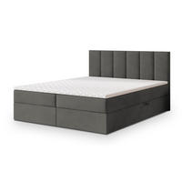 BOXBETT MERIL 160x200 cm mit Matratze und Topper - Grau - Grau, Holz (160/200cm) - MASSENO