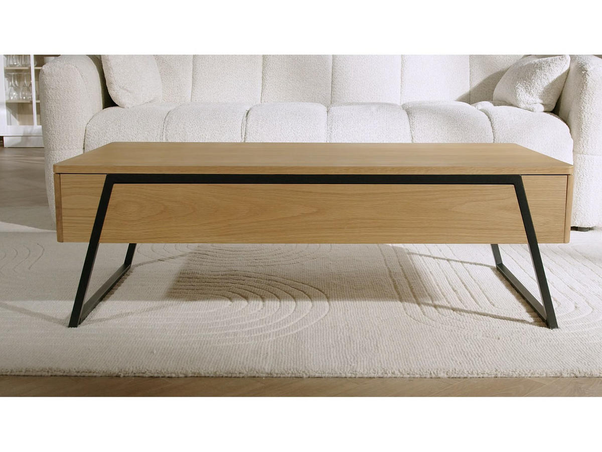 COUCHTISCH höhenverstellbar - 120cm x 60cm - MDF - naturfarben hell - EBENORA - Naturfarben, Holz (60/120/61cm) - Vente-Unique