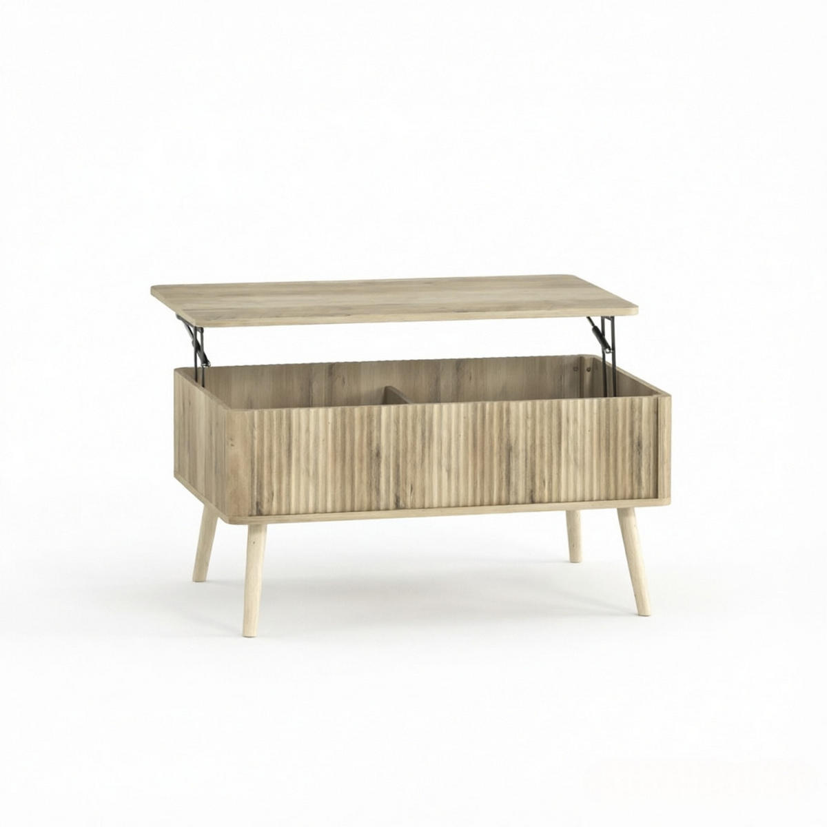COUCHTISCH höhenverstellbar Eiche mit Stauraum - Eichefarben, Holz/Holzwerkstoff (91/56/43cm)