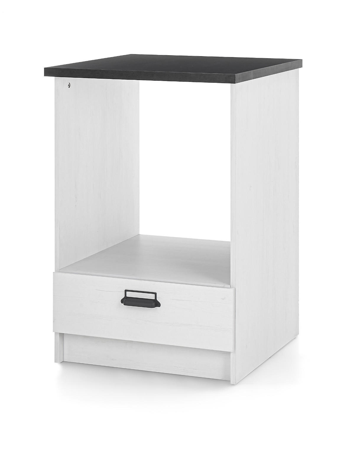 HERDUMBAUSCHRANK weiß Pinie, anthrazit Landhaus, Küche Unterschrank 60 cm - Anthrazit/Schwarz, Holzwerkstoff/Metall (64/93/64cm) - Furn.Design
