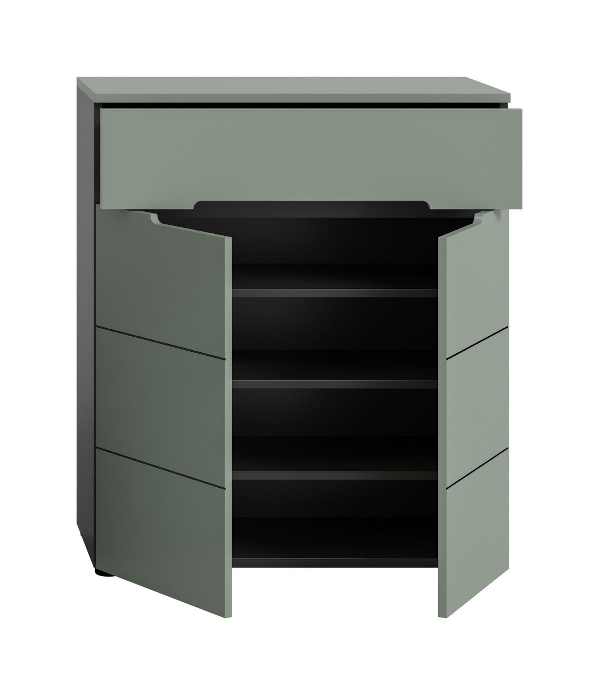 SCHUHKOMMODE CANU (B/H/T: ca. 80/94/37 cm) in Basalt grau/Smoke Green - Grau, Holzwerkstoff (80/94/37cm)