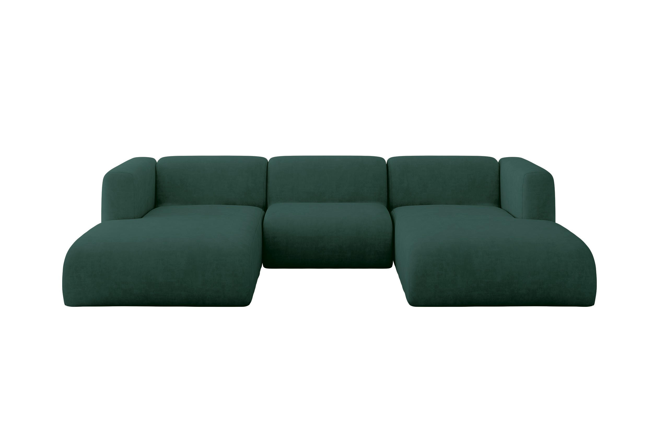 WOHNLANDSCHAFT MIRA-U1 317x179x70 Grün Velours - Dunkelgrün/Schwarz, Holzwerkstoff/Kunststoff (317/70/179cm) - ALTDECOR