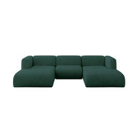 WOHNLANDSCHAFT MIRA-U1 317x179x70 Grün Velours - Dunkelgrün/Schwarz, Holzwerkstoff/Kunststoff (317/70/179cm) - ALTDECOR