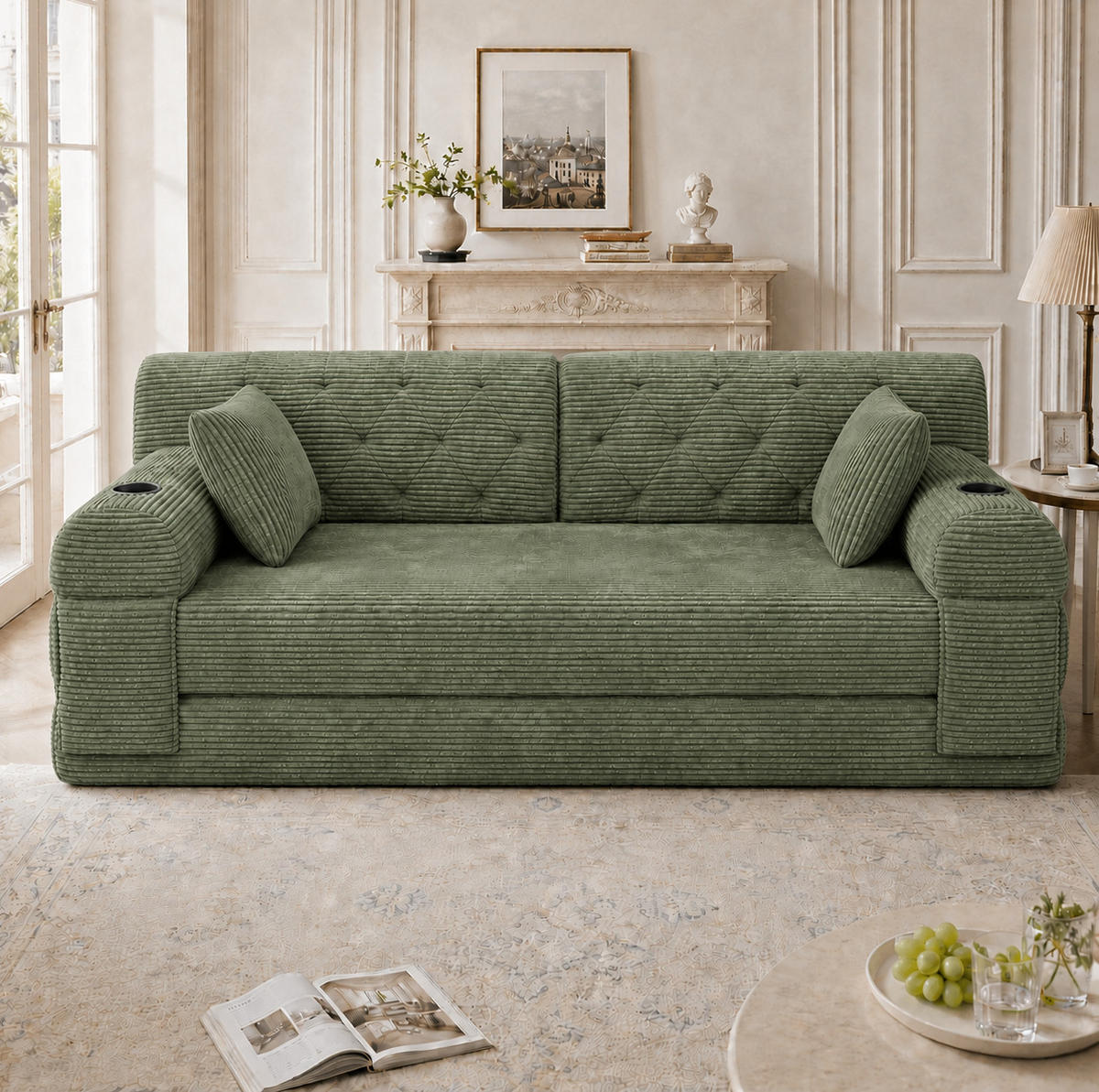 SCHLAFSOFA mit Schlaffunktion 168 x 80 x 81 cm Green - Grün, Kunststoff (80/81/168cm) - Meubliv