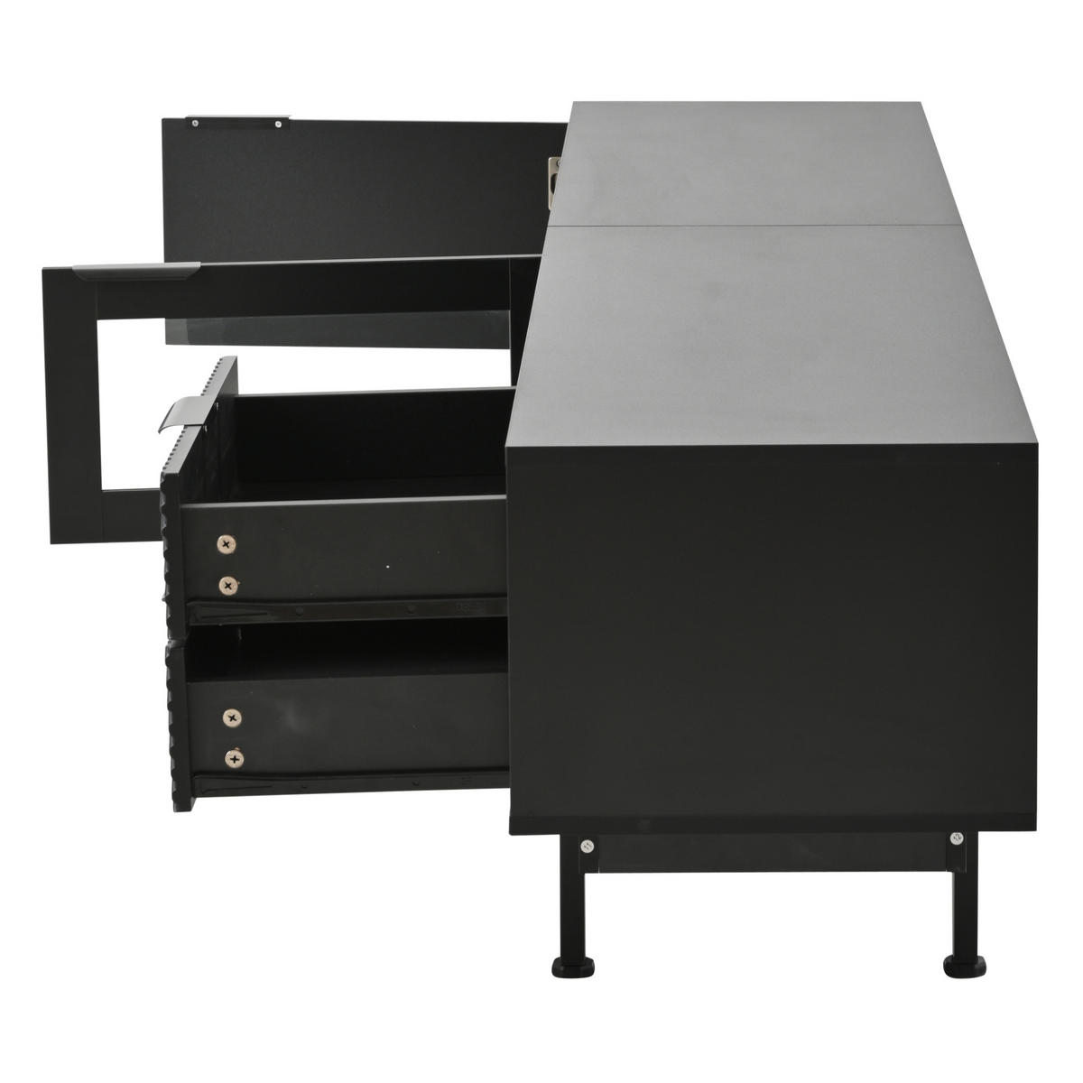TV-LOWBOARD aus Spanplatte 200x40x50,5 cm Schwarz mit 2 Türen und 2 Schubladen - Schwarz, Holzwerkstoff (200/50.5/40cm) - IVMEU