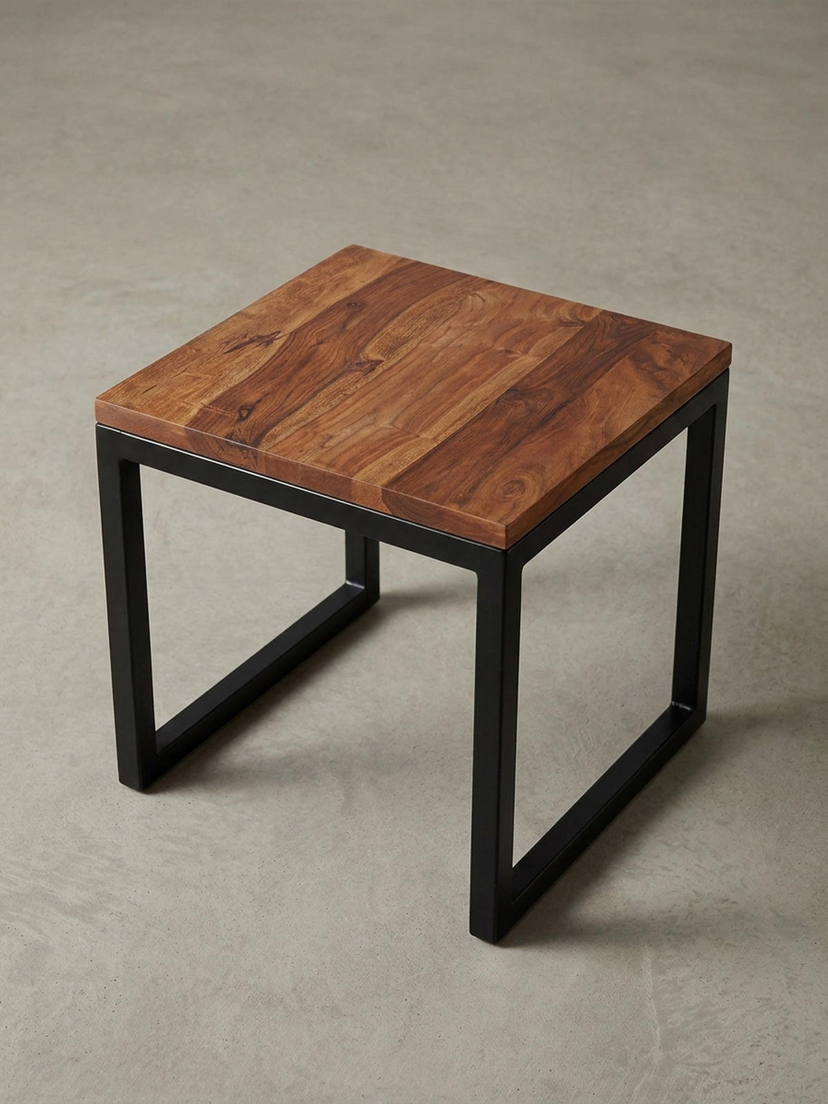 BEISTELLTISCH – Massivholz Braun rechteckig robust Industrial - Schwarz/Braun, Holz/Metall (45/45/40cm) - KADIMA DESIGN