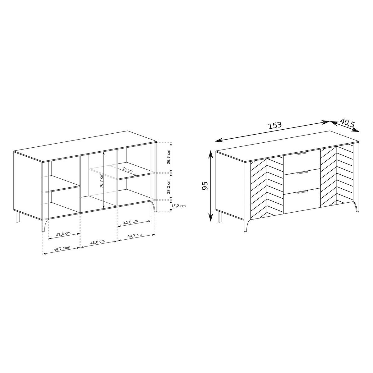 KOMMODE Malumi MM-1 153 x 95 x 40,5 cm Kaschmir - Kaschmir, Holzwerkstoff/Metall (153/95/40.5cm) - Koseto