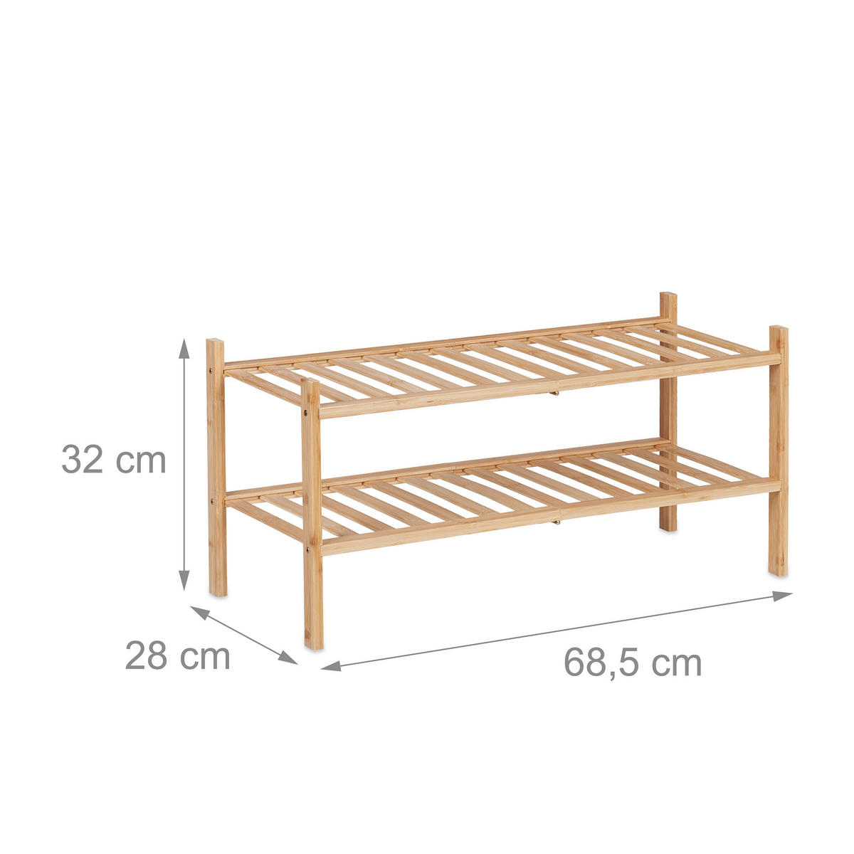 SCHUHREGAL - Hellbraun, Holz (68.5/32/28cm) - Relaxdays