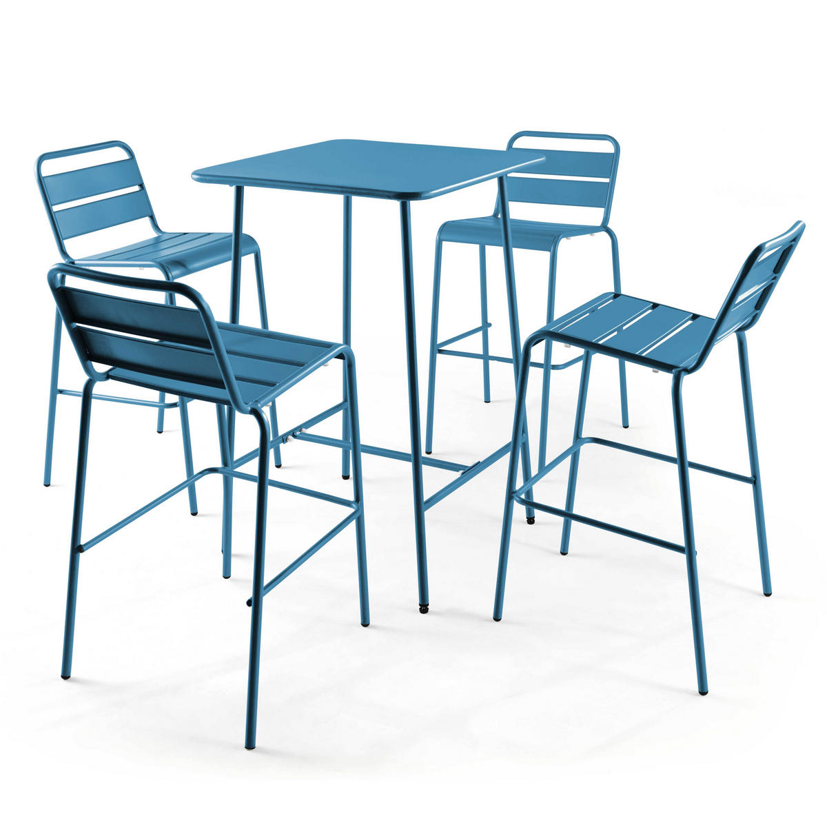 STEHTISCH, Pazifikblau - Blau, Metall (70/70/105cm) - Oviala