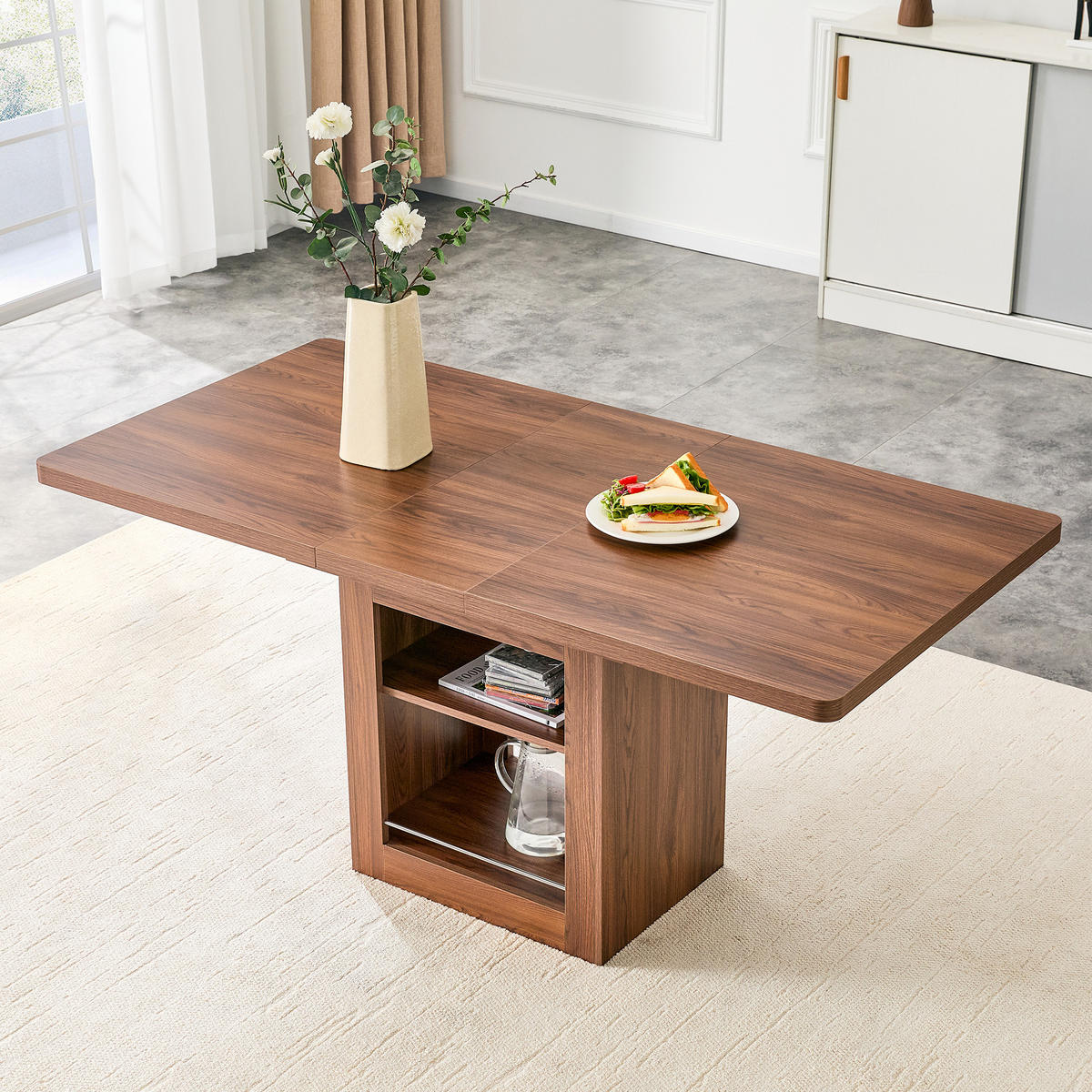 AUSZIEHTISCH Nussbaumfarben mit Ablage - Walnussfarben, Holz (80/130/75.5cm) - PANGIVO