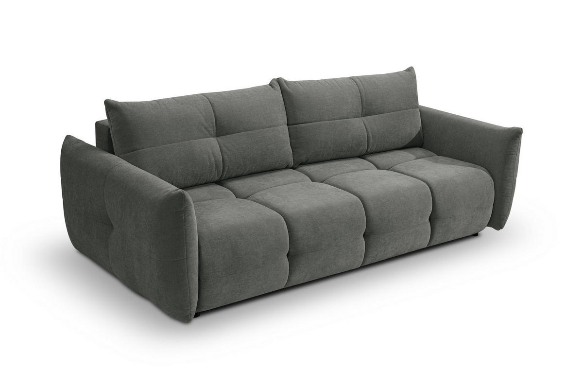 BETTSOFA MODA Grau Chenille-Stoff mit Schlaffunktion - Grau, Holz (245/86/110cm) - MASSENO