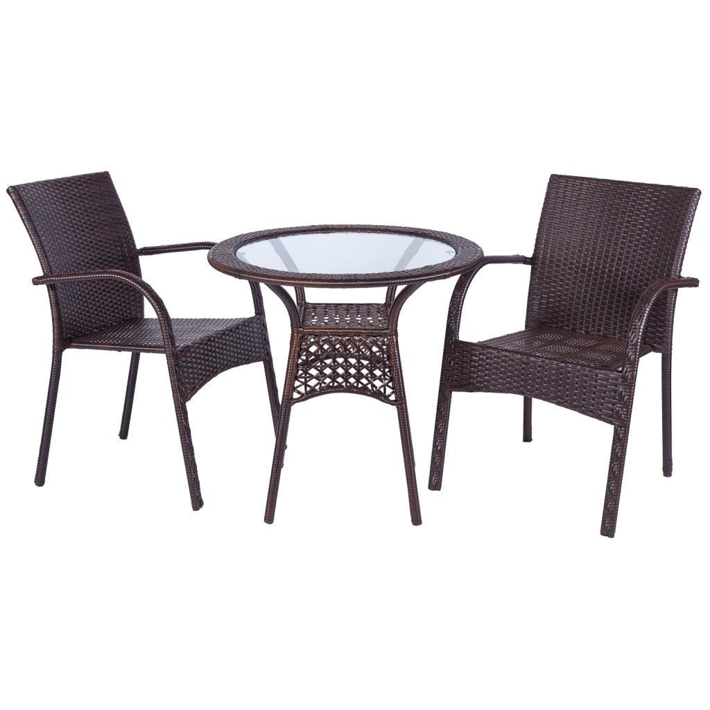 GARTEN-ESSGRUPPE, 3er-Set, braun - Braun, Naturmaterialen - Wanderlust