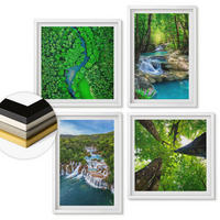 WANDBILDER 4er-Set - 50x50 cm & 40x60 cm Weißer Rahmen - Wasserfälle grüner Wald Wasser - Weiß, Kunststoff (50/50cm) - ArtPrintCave