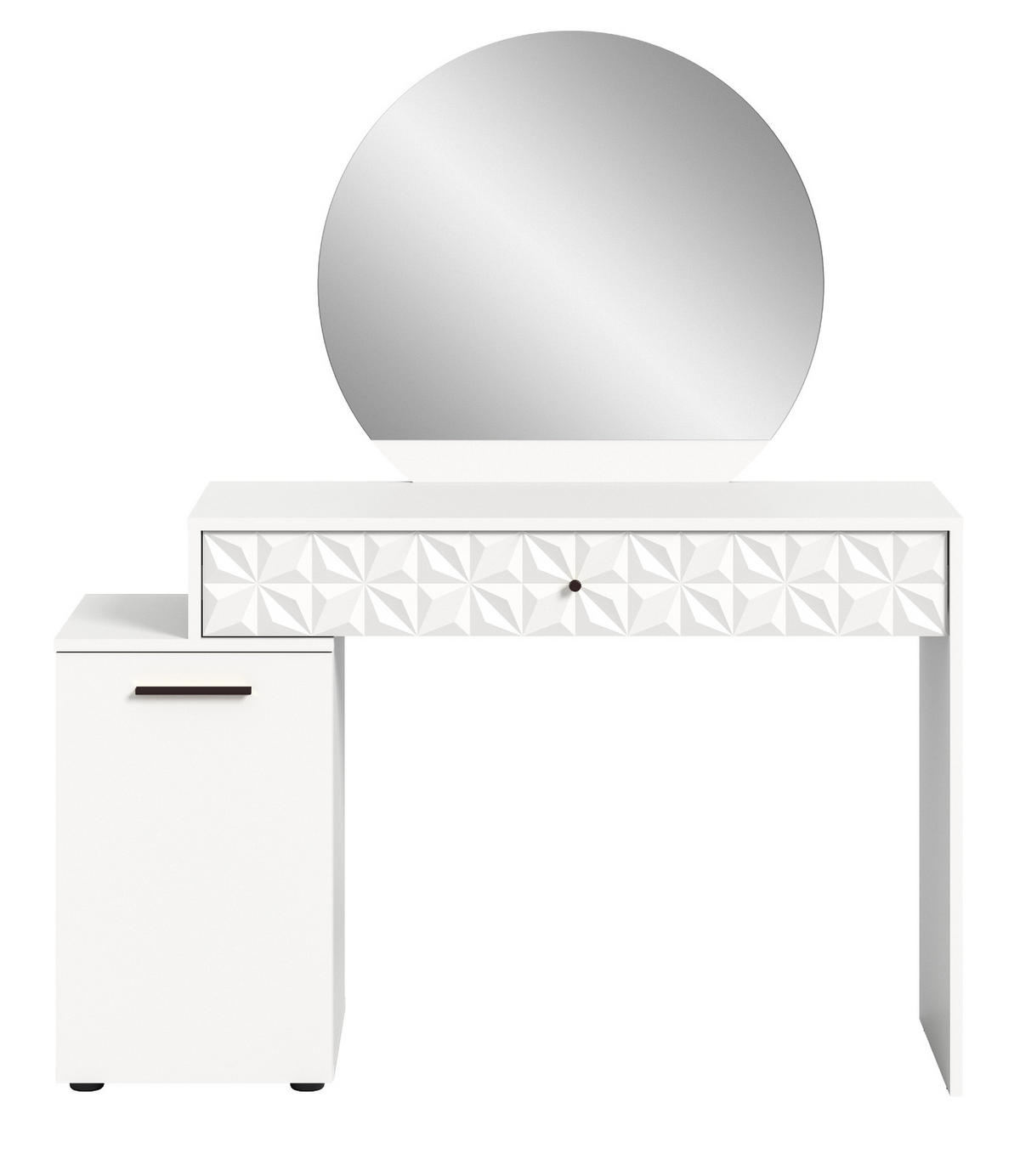 SCHMINKTISCH weiß Hochglanz 117 cm, Kosmetiktisch mit Spiegel - Weiß Hochglanz/Schwarz, Glas/Holzwerkstoff (42/138/117cm) - Inn.Furn