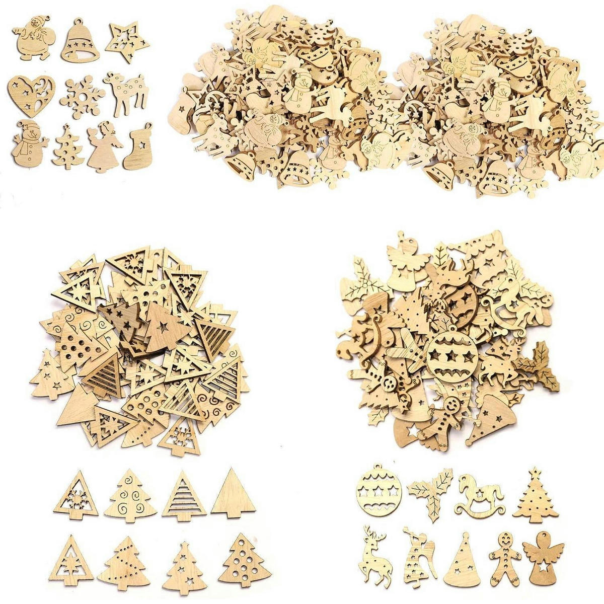 HOLZANHÄNGER 200-teiliges Set Weihnachten Natur - Hellbraun, Holz (1/1/1cm)