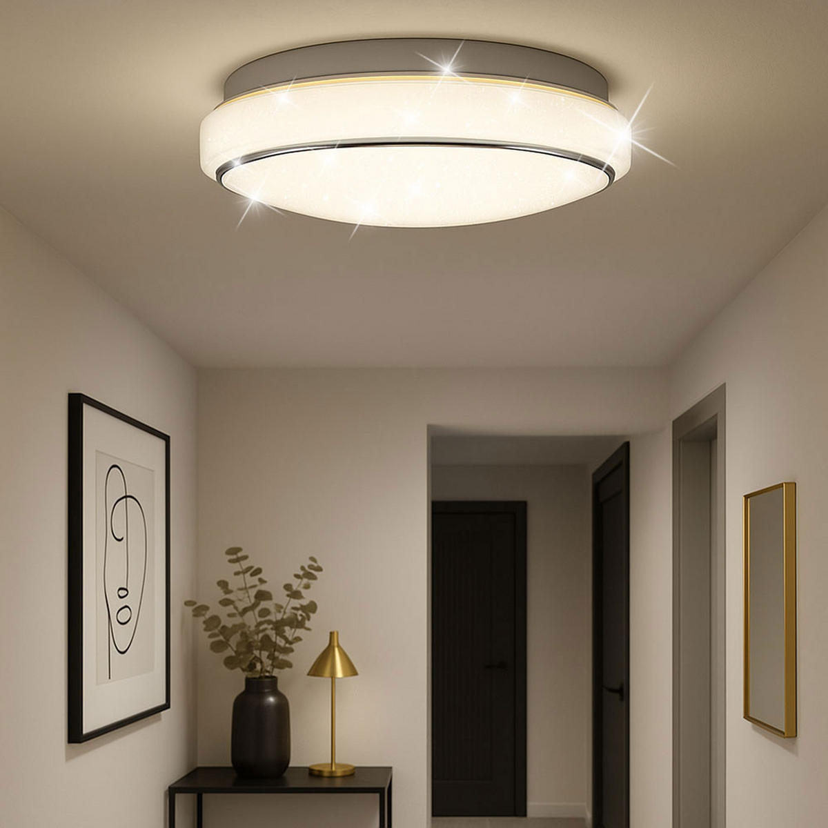 LED DECKENLEUCHTE Weiß Kunststoff - Weiß, Metall (28/28/8.5cm) - Briloner