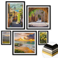 WANDBILDER 5er-Set - 50x50 cm & 20x30 cm & 40x60 cm Schwarzer Rahmen - Malerische Straßen am Meer, Strand - Schwarz, Kunststoff (40/60cm) - ArtPrintCave