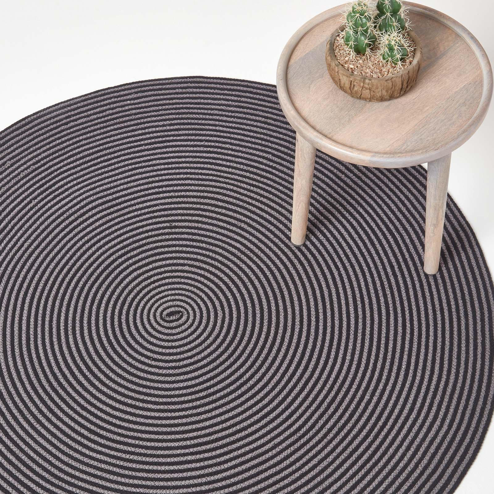 TEPPICH Spirale geflochten rund 120 cm - Schwarz, Textil (120/120cm) - Homescapes