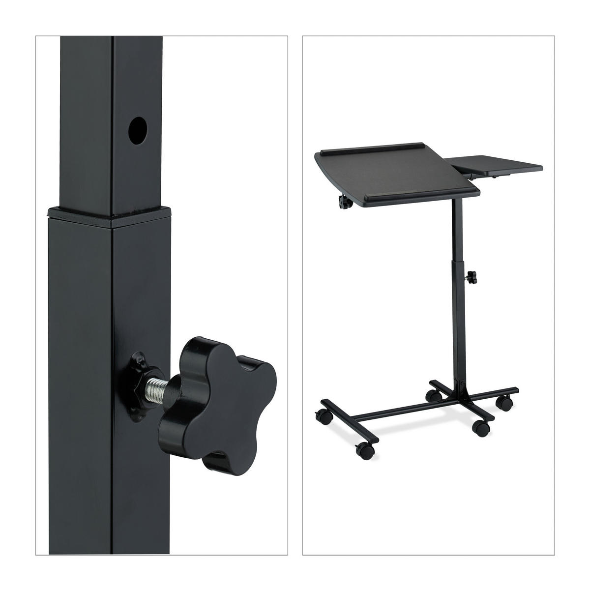 LAPTOPTISCH - Schwarz, Holzwerkstoff/Kunststoff (40/61/85cm) - Relaxdays